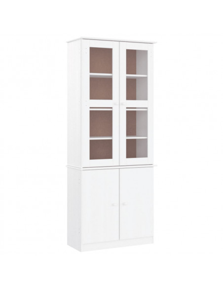 Vetrina ALTA Bianca 77x35x186,5 cm in Legno Massello di Pino