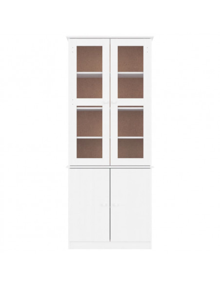 Vetrina ALTA Bianca 77x35x186,5 cm in Legno Massello di Pino