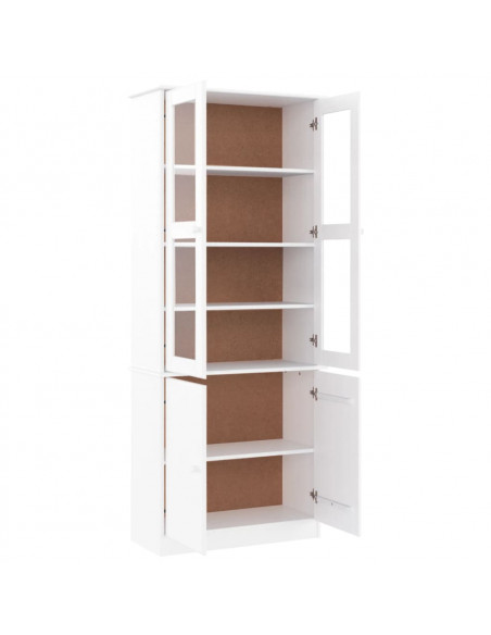 Vetrina ALTA Bianca 77x35x186,5 cm in Legno Massello di Pino