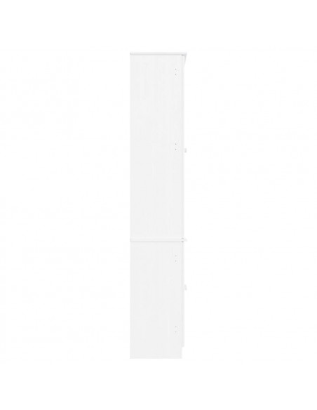 Vetrina ALTA Bianca 77x35x186,5 cm in Legno Massello di Pino