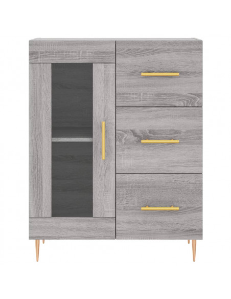 Credenza Grigio Sonoma 69,5x34x180 cm in Legno Multistrato