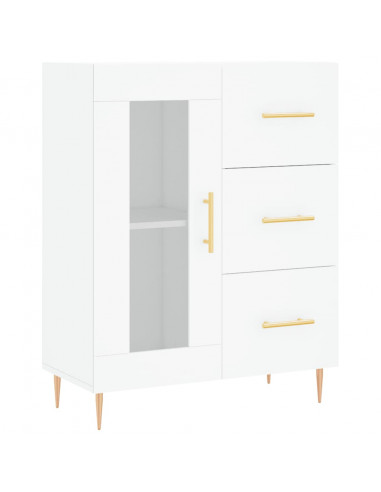 Credenza Bianca 69,5x34x180 cm in Legno Multistrato