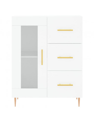 Credenza Bianca 69,5x34x180 cm in Legno Multistrato