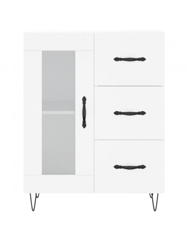 Credenza Bianca 69,5x34x180 cm in Legno Multistrato