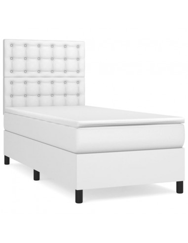 Giroletto a Molle con Materasso Bianco 90x200 cm in Similpelle