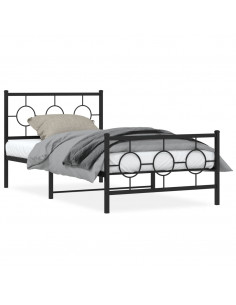 Giroletto con Testiera e Pediera Metallo Nero 100x190 cm 2