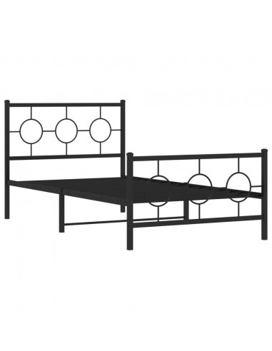 Giroletto con Testiera e Pediera Metallo Nero 100x190 cm