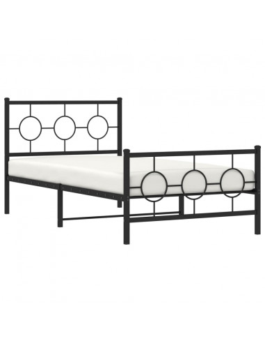 Giroletto con Testiera e Pediera Metallo Nero 100x190 cm