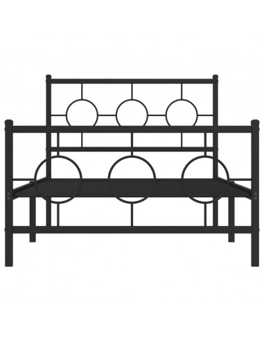 Giroletto con Testiera e Pediera Metallo Nero 100x190 cm