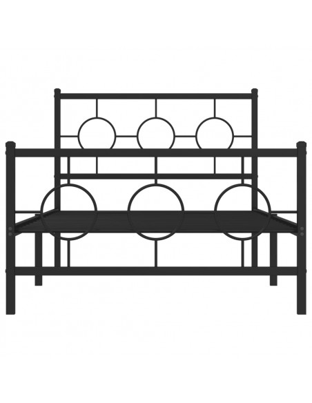 Giroletto con Testiera e Pediera Metallo Nero 100x190 cm