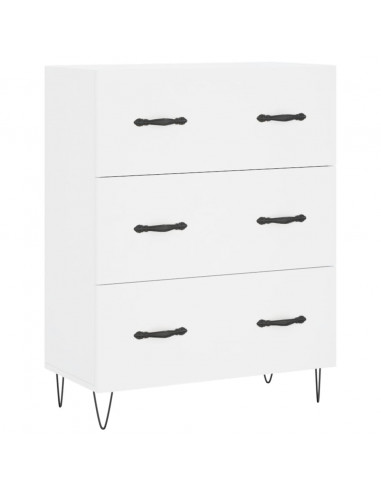 Credenza Bianca 69,5x34x180 cm in Legno Multistrato