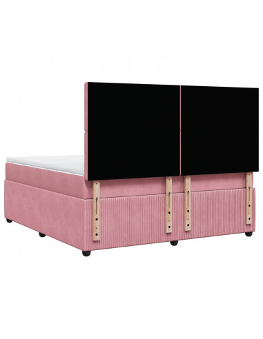 Giroletto a Molle con Materasso Rosa 180x200 cm in Velluto