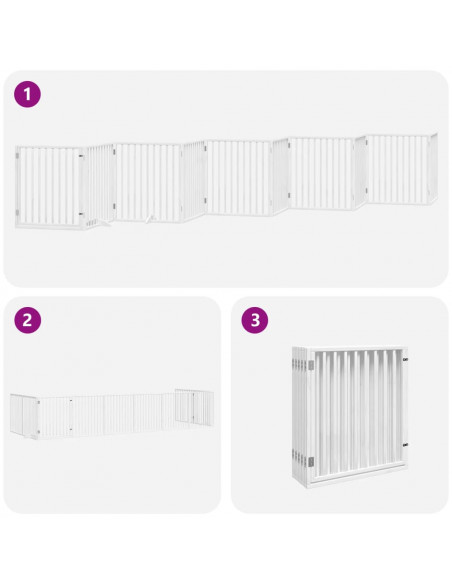 Cancello Cani Porta Pieghevole Bianco 10 Pannelli 800 cm Pioppo