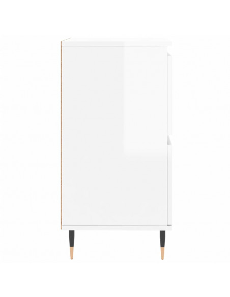 Credenze 3 pz Bianco Lucido in Legno Multistrato