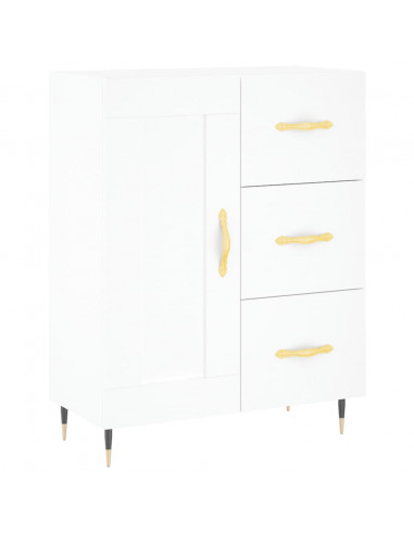 Credenza Bianca 69,5x34x180 cm in Legno Multistrato