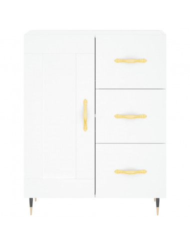 Credenza Bianca 69,5x34x180 cm in Legno Multistrato