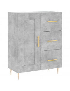 Credenza Grigio Cemento 69,5x34x180 cm in Legno Multistrato 2