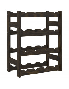 Portabottiglie per 16 Bottiglie Nero Legno Massello di Pino 2