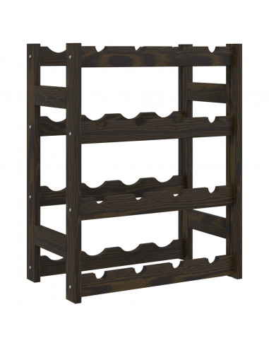 Portabottiglie per 16 Bottiglie Nero Legno Massello di Pino