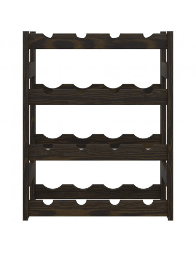 Portabottiglie per 16 Bottiglie Nero Legno Massello di Pino