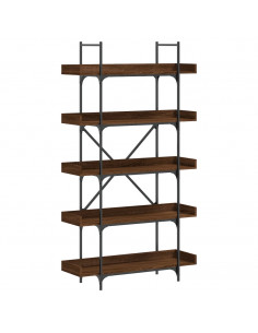 Libreria 5Ripiani Rovere Marrone 100x33x180,5 Legno Multistrato 2