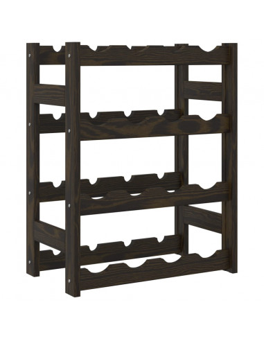 Portabottiglie per 16 Bottiglie Nero Legno Massello di Pino