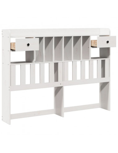 Testiera con Ripiani Bianca 160 cm in Legno Massello di Pino