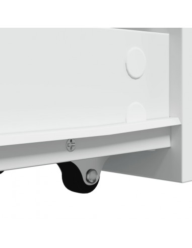 Armadietto da Bagno Stretto con Ruote Bianco in Truciolato