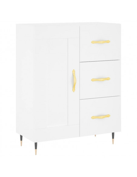 Credenza Bianca 69,5x34x180 cm in Legno Multistrato