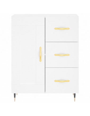 Credenza Bianca 69,5x34x180 cm in Legno Multistrato