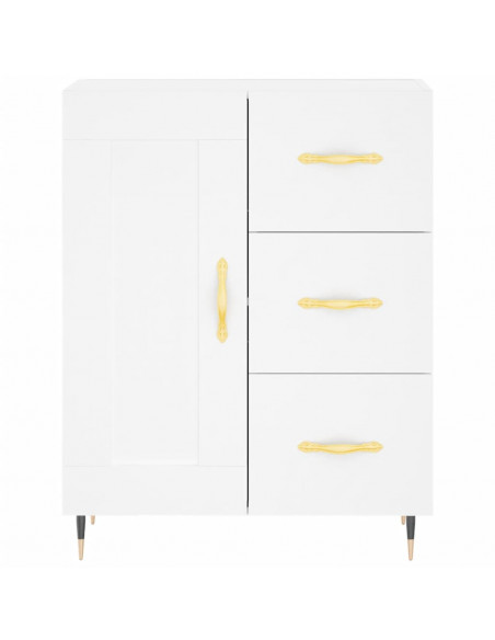 Credenza Bianca 69,5x34x180 cm in Legno Multistrato