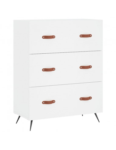 Credenza Bianca 69,5x34x180 cm in Legno Multistrato