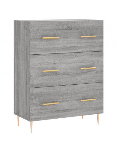 Credenza Grigio Sonoma 69,5x34x180 cm in Legno Multistrato