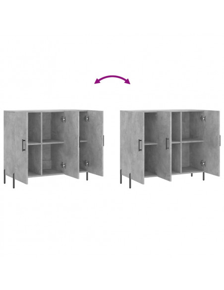 Credenza Grigio Cemento 90x34x80 cm in Legno Multistrato
