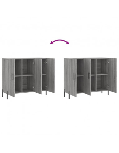 Credenza Grigio Sonoma 90x34x80 cm in Legno Multistrato