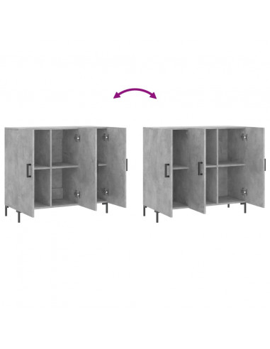 Credenza Grigio Cemento 90x34x80 cm in Legno Multistrato
