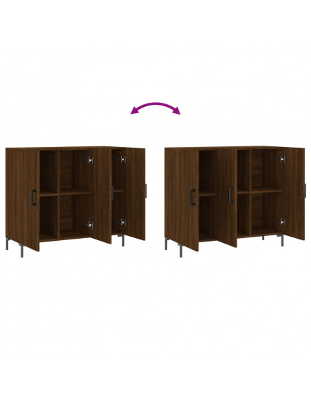 Credenza Rovere Marrone 90x34x80 cm in Legno Multistrato