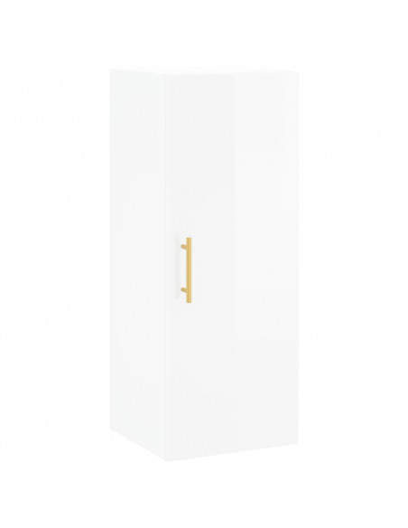 Credenza 34,5x34x180 cm in Legno Multistrato Bianco Lucido