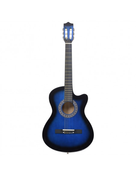 Set Chitarra Classica Western 12 pz con 6 Corde Blu 38"