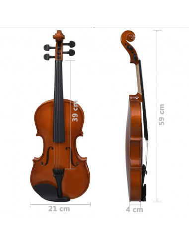 Set Completo Violino con Arco e Mentoniera Naturale 4/4