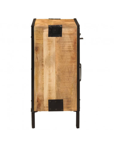 Credenza 80x31x66 cm in Legno Grezzo Massello Mango e Metallo