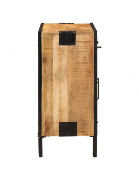 Credenza 80x31x66 cm in Legno Grezzo Massello Mango e Metallo