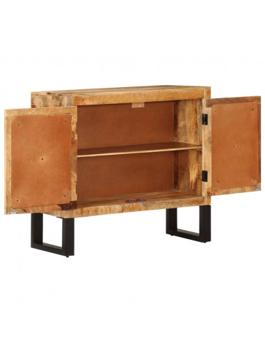 Credenza 80x30x71 cm in Legno Grezzo Massello Mango e Metallo