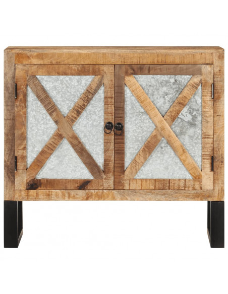 Credenza 80x30x71 cm in Legno Grezzo Massello Mango e Metallo