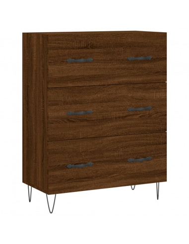 Credenza Rovere Marrone 69,5x34x180 cm in Legno Multistrato