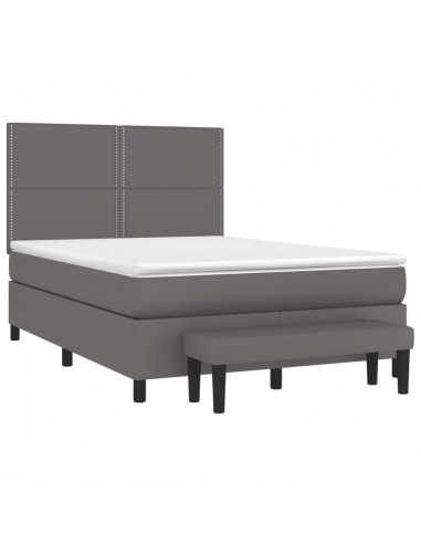 Giroletto a Molle con Materasso Grigio 140x190 cm in Similpelle