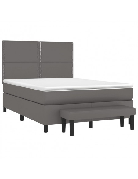 Giroletto a Molle con Materasso Grigio 140x190 cm in Similpelle