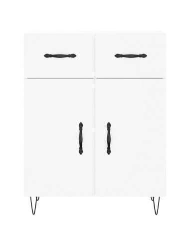 Credenza Bianca 69,5x34x180 cm in Legno Multistrato