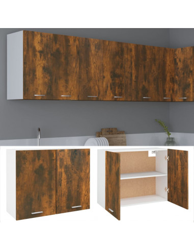 Mobile Pensile Rovere Fumo 80x31x60 cm in Legno Multistrato