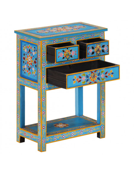 Credenza Turchese 55x30x76 cm in Legno Massello di Mango